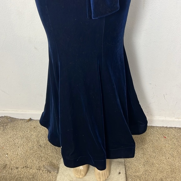 Eva Mejl navy blue velvet gown dress size L - Picture 6 of 9